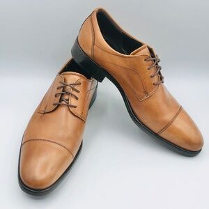 Ecco Men's Brown City Tray Leather Derby Cap Toe Tie Dress Shoes EU44/US10-10.5